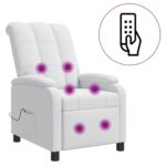 vidaXL Masážne relaxačné kreslo Biela Látka – Obrázok 2