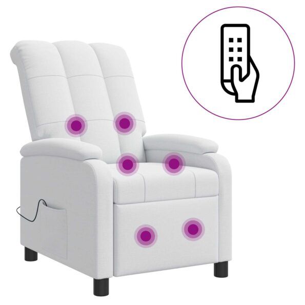 vidaXL Masážne relaxačné kreslo Biela Látka – Obrázok 2