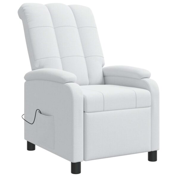 vidaXL Masážne relaxačné kreslo Biela Látka – Obrázok 3