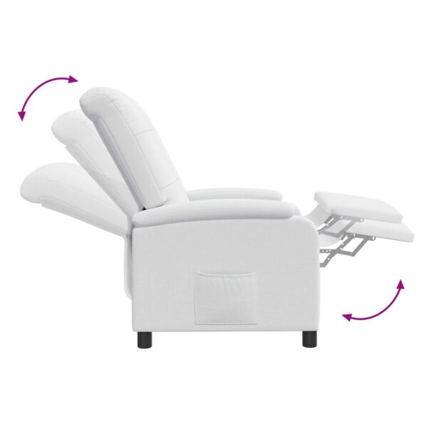 vidaXL Masážne relaxačné kreslo Biela Látka – Obrázok 7