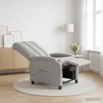 vidaXL Masážne relaxačné kreslo Oblá šedá Látka – Obrázok 11