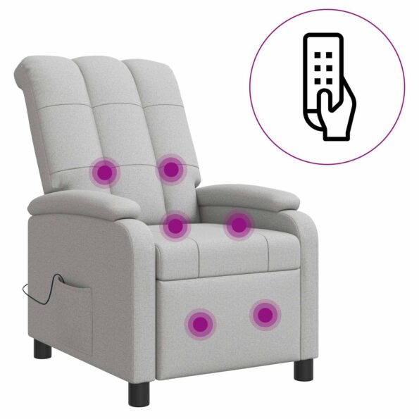 vidaXL Masážne relaxačné kreslo Oblá šedá Látka – Obrázok 2