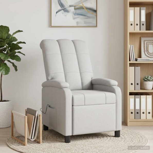 vidaXL Masážne relaxačné kreslo Oblá šedá Látka – Obrázok 12