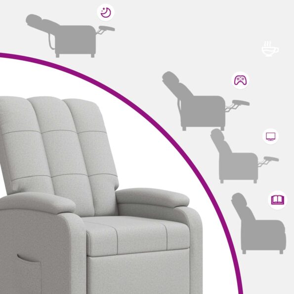 vidaXL Masážne relaxačné kreslo Oblá šedá Látka – Obrázok 8