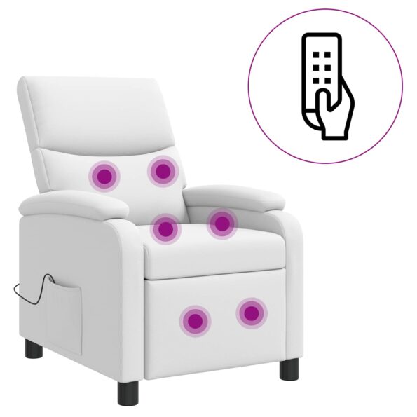 vidaXL Masážne relaxačné kreslo Biela Umelá koža – Obrázok 2