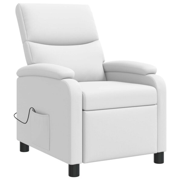 vidaXL Masážne relaxačné kreslo Biela Umelá koža – Obrázok 3