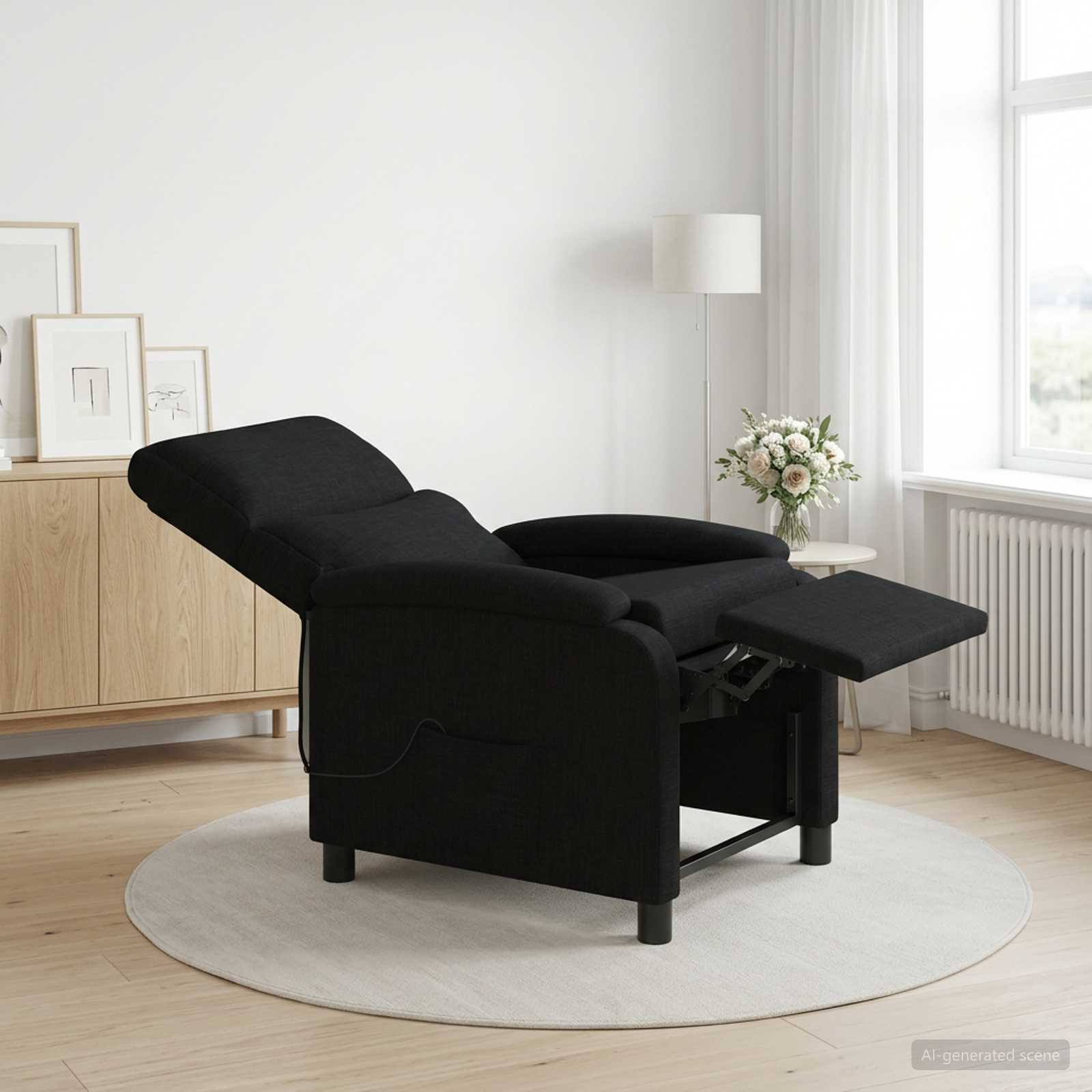 42035011_1.jpg vidaXL Masážne relaxačné kreslo Čierna Látka – Obrázok 1