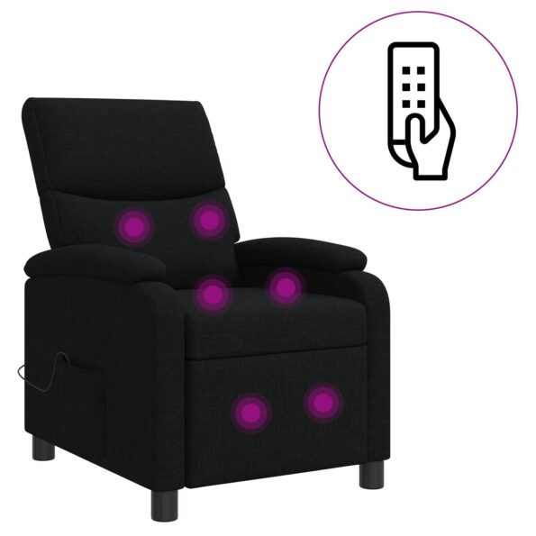 vidaXL Masážne relaxačné kreslo Čierna Látka – Obrázok 2