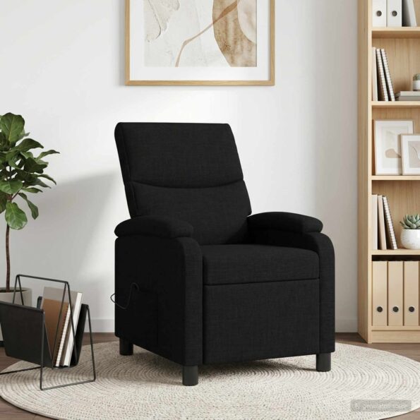 vidaXL Masážne relaxačné kreslo Čierna Látka – Obrázok 12