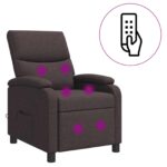 vidaXL Masážne relaxačné kreslo Tmavohnedá Látka – Obrázok 2