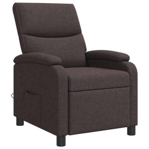 vidaXL Masážne relaxačné kreslo Tmavohnedá Látka – Obrázok 3