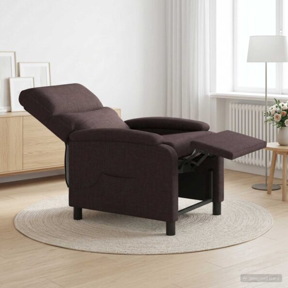 vidaXL Masážne relaxačné kreslo Tmavohnedá Látka – Obrázok 4