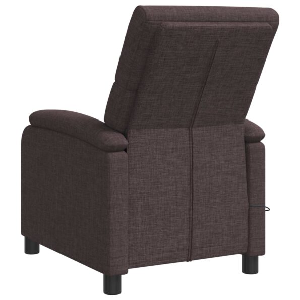 vidaXL Masážne relaxačné kreslo Tmavohnedá Látka – Obrázok 5