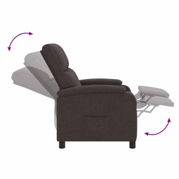 vidaXL Masážne relaxačné kreslo Tmavohnedá Látka – Obrázok 7