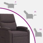 vidaXL Masážne relaxačné kreslo Tmavohnedá Látka – Obrázok 8