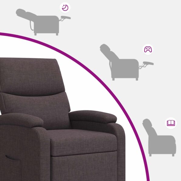 vidaXL Masážne relaxačné kreslo Tmavohnedá Látka – Obrázok 8