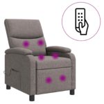 vidaXL Masážne relaxačné kreslo Sivohnedá Látka – Obrázok 2