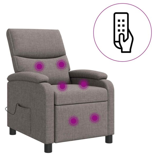 vidaXL Masážne relaxačné kreslo Sivohnedá Látka – Obrázok 2