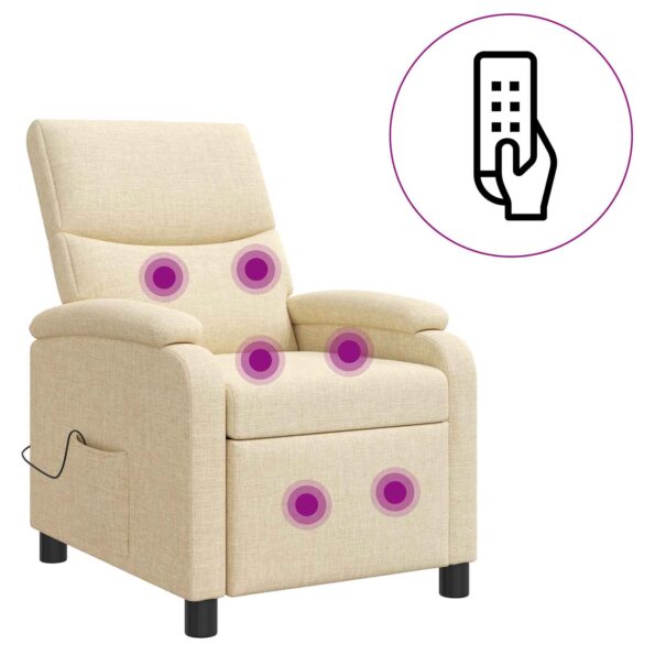 vidaXL Masážne relaxačné kreslo Krémová Látka – Obrázok 2