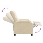 vidaXL Masážne relaxačné kreslo Krémová Látka – Obrázok 7