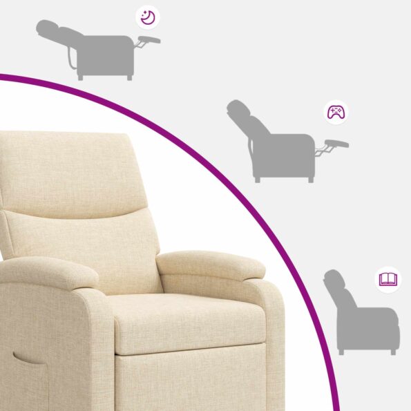vidaXL Masážne relaxačné kreslo Krémová Látka – Obrázok 8