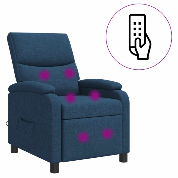 vidaXL Masážne relaxačné kreslo Modrá Látka – Obrázok 2