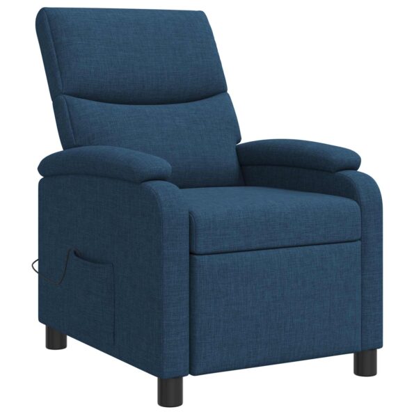 vidaXL Masážne relaxačné kreslo Modrá Látka – Obrázok 3