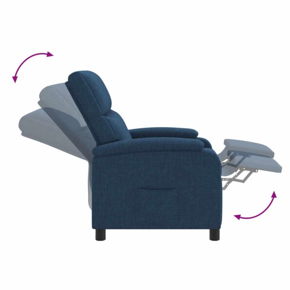 vidaXL Masážne relaxačné kreslo Modrá Látka – Obrázok 7