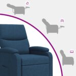 vidaXL Masážne relaxačné kreslo Modrá Látka – Obrázok 8