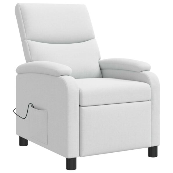 vidaXL Masážne relaxačné kreslo Biela Látka – Obrázok 3