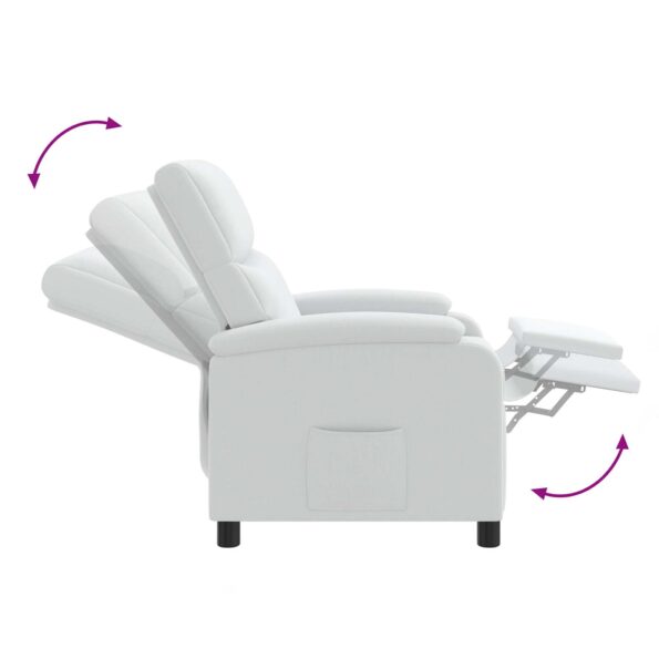 vidaXL Masážne relaxačné kreslo Biela Látka – Obrázok 7