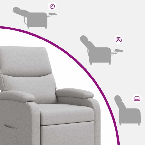 vidaXL Masážne relaxačné kreslo Oblá šedá Látka – Obrázok 8