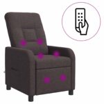 vidaXL Masážne relaxačné kreslo Tmavohnedá Látka – Obrázok 2