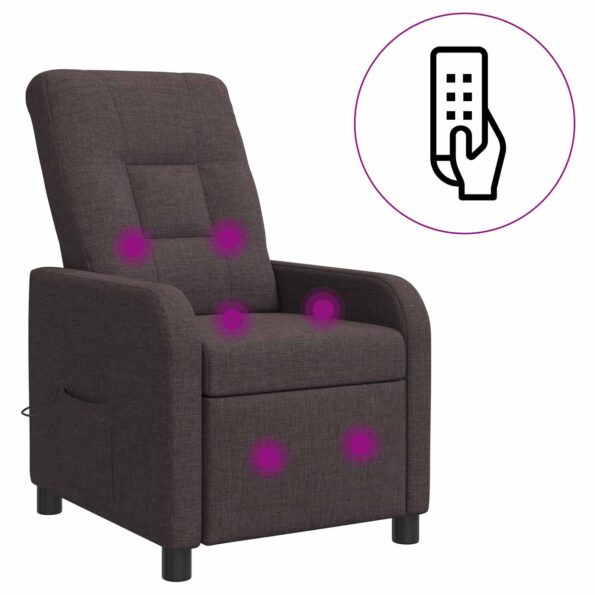 vidaXL Masážne relaxačné kreslo Tmavohnedá Látka – Obrázok 2