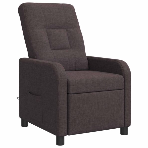 vidaXL Masážne relaxačné kreslo Tmavohnedá Látka – Obrázok 3