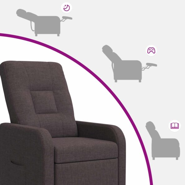 vidaXL Masážne relaxačné kreslo Tmavohnedá Látka – Obrázok 8