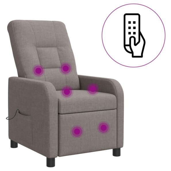 vidaXL Masážne relaxačné kreslo Sivohnedá Látka – Obrázok 2