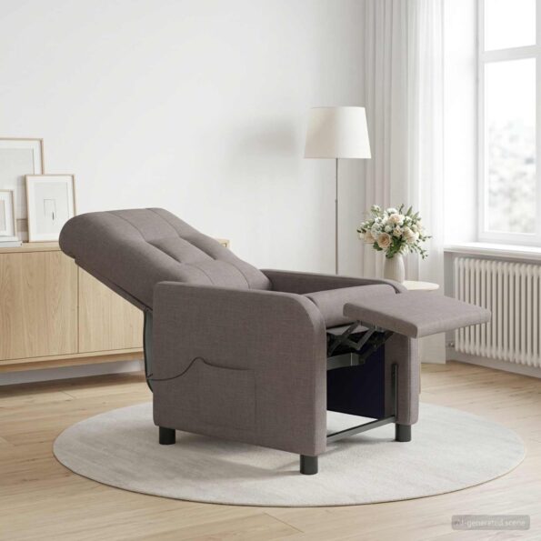 vidaXL Masážne relaxačné kreslo Sivohnedá Látka – Obrázok 12