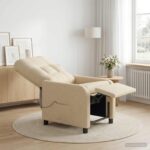 vidaXL Masážne relaxačné kreslo Krémová Látka – Obrázok 4