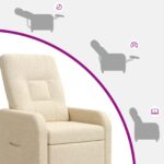vidaXL Masážne relaxačné kreslo Krémová Látka – Obrázok 8