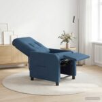 vidaXL Masážne relaxačné kreslo Modrá Látka – Obrázok 11