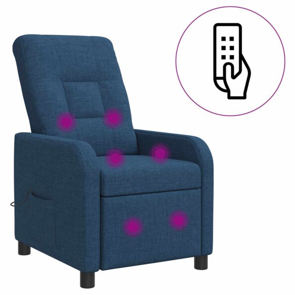 vidaXL Masážne relaxačné kreslo Modrá Látka – Obrázok 2