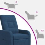 vidaXL Masážne relaxačné kreslo Modrá Látka – Obrázok 8