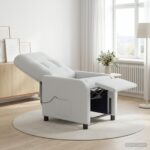 vidaXL Masážne relaxačné kreslo Biela Látka