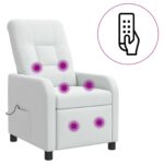 vidaXL Masážne relaxačné kreslo Biela Látka – Obrázok 2