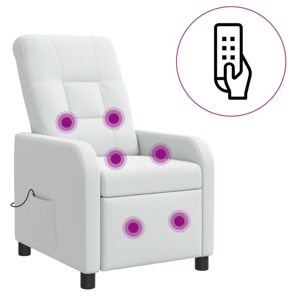 vidaXL Masážne relaxačné kreslo Biela Látka – Obrázok 2