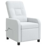 vidaXL Masážne relaxačné kreslo Biela Látka – Obrázok 3