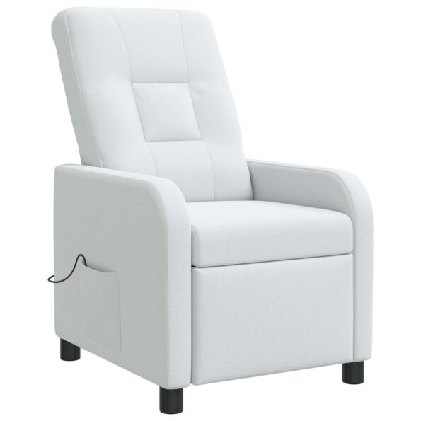 vidaXL Masážne relaxačné kreslo Biela Látka – Obrázok 3