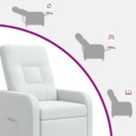 vidaXL Masážne relaxačné kreslo Biela Látka – Obrázok 8