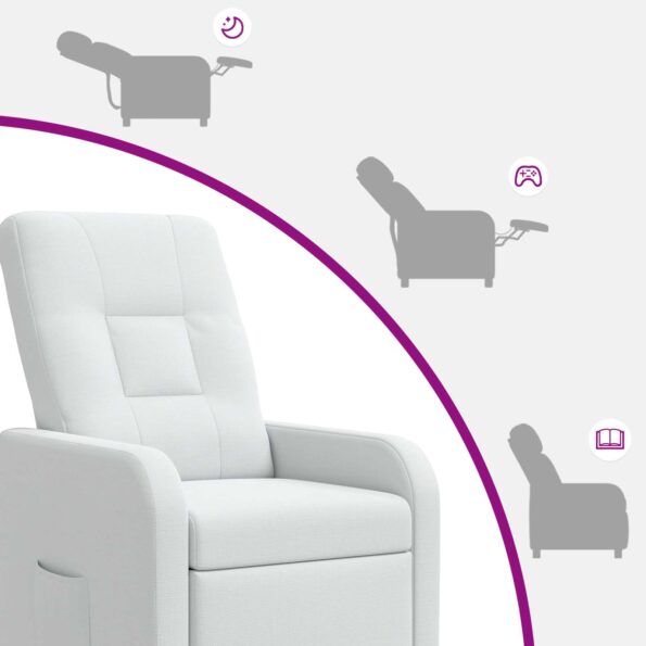 vidaXL Masážne relaxačné kreslo Biela Látka – Obrázok 8